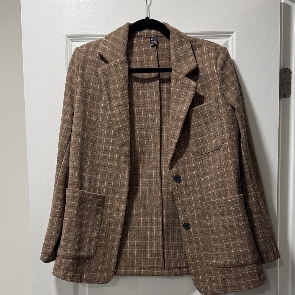 SHEIN Checkered Brown Blazer
